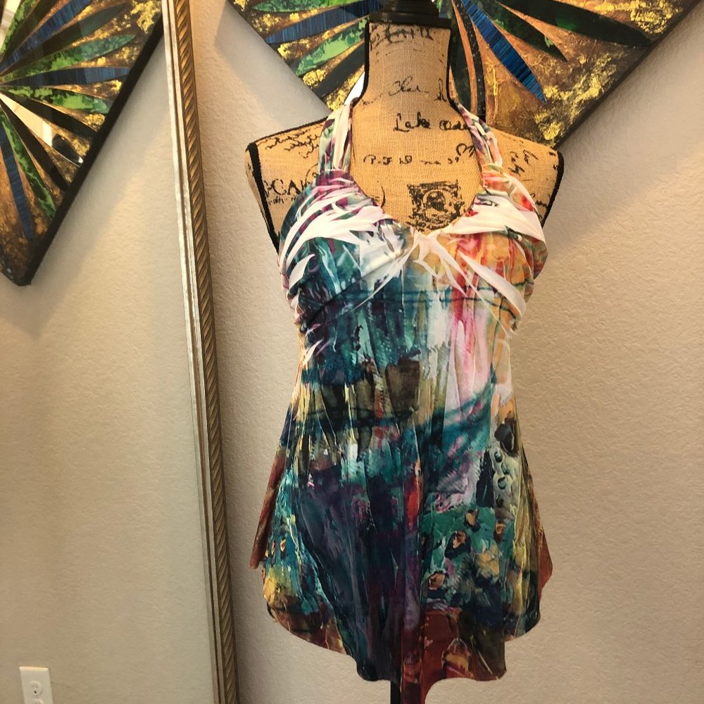 Multi Colored Water Color Halter Top